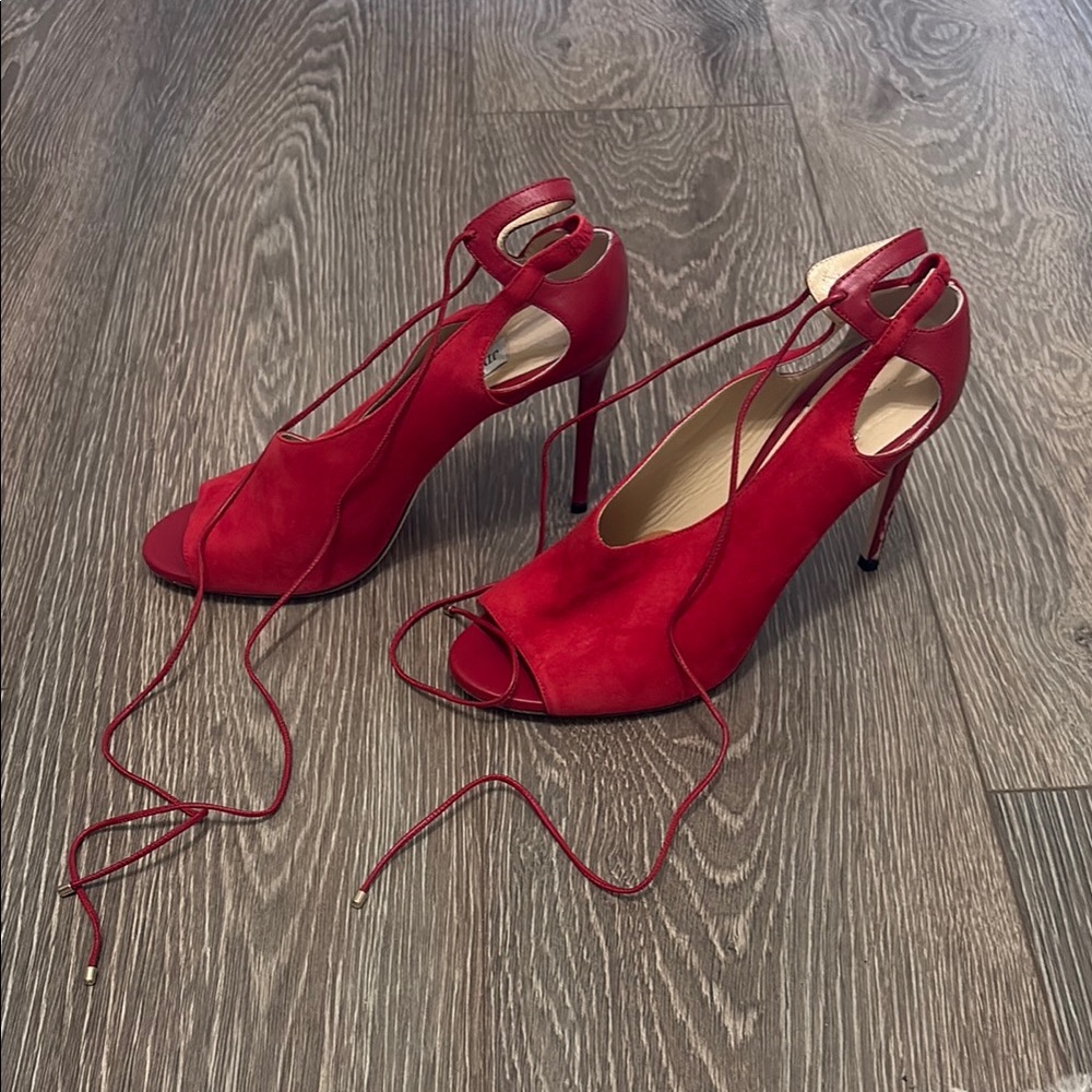 Vibrant Red Stiletto Peep-Toe Heels